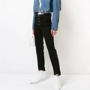 RtA black button raw hem jean